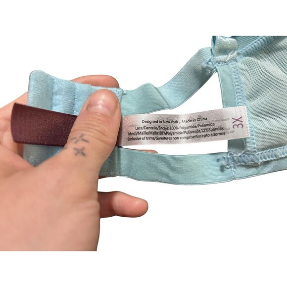 Adore Me Emilie 3x Bralette Bra Intimates Underwear Lace Blue Floral Embroidered - Picture 6 of 7